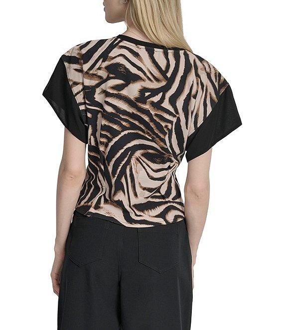 DKNY by Donna Karan Blurred Zebra Mix Media Dolman Sleeve Top Product Image