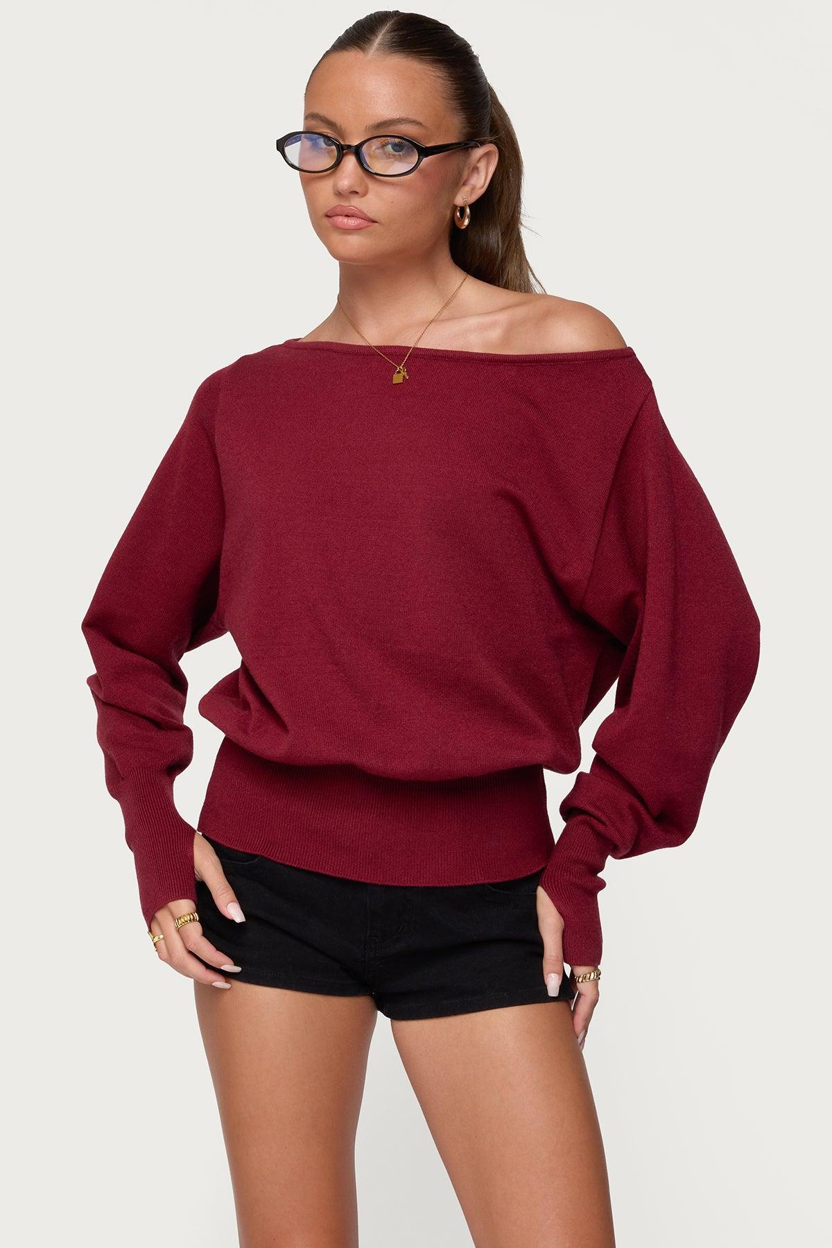 Off Shoulder Oversized Sweater Product Image