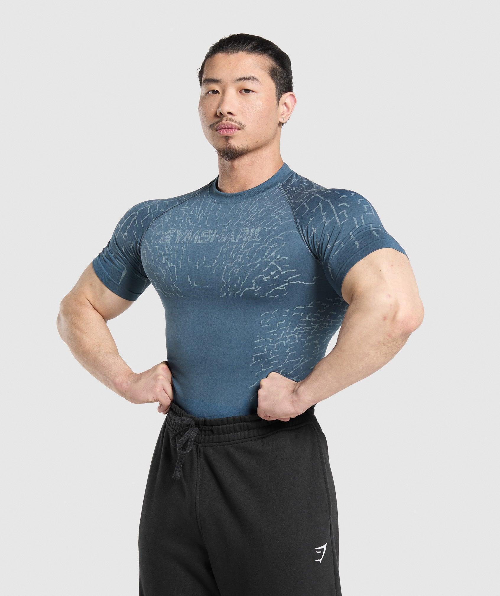 Gymshark Tectonic Seamless T Shirt - Cargo Blue/Cool Blue Male Product Image