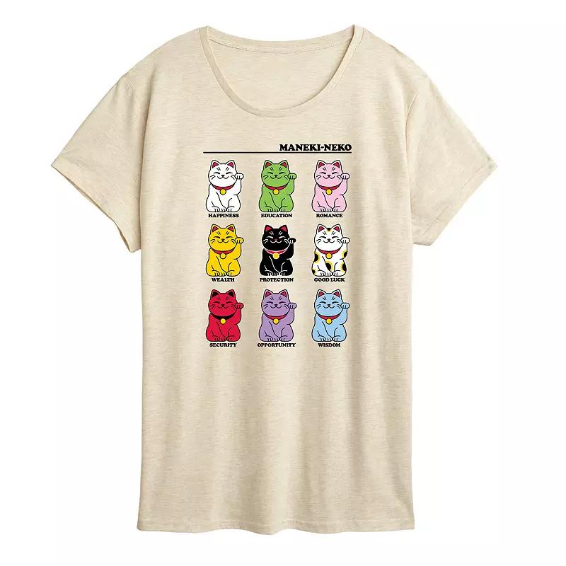 Women's Lucky Cat Grid Graphic Tee,  Product Image
