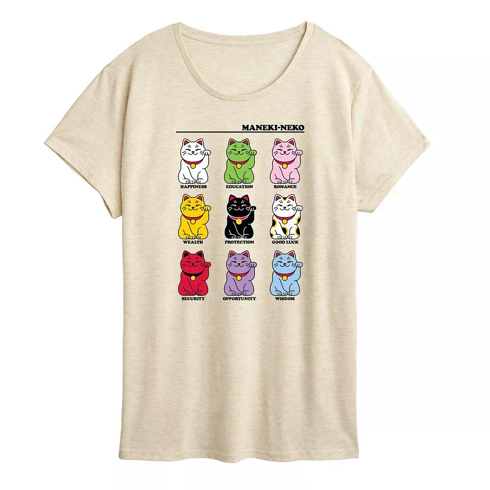 Women's Lucky Cat Grid Graphic Tee,  Product Image