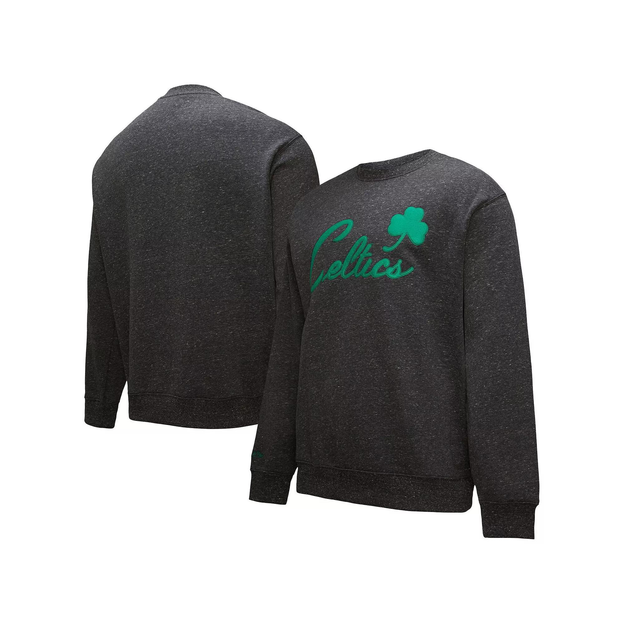 Men's Black Boston Celtics Hardwood Classics Blackout Collection Snow Washed Pullover Sweatshirt,  Product Image