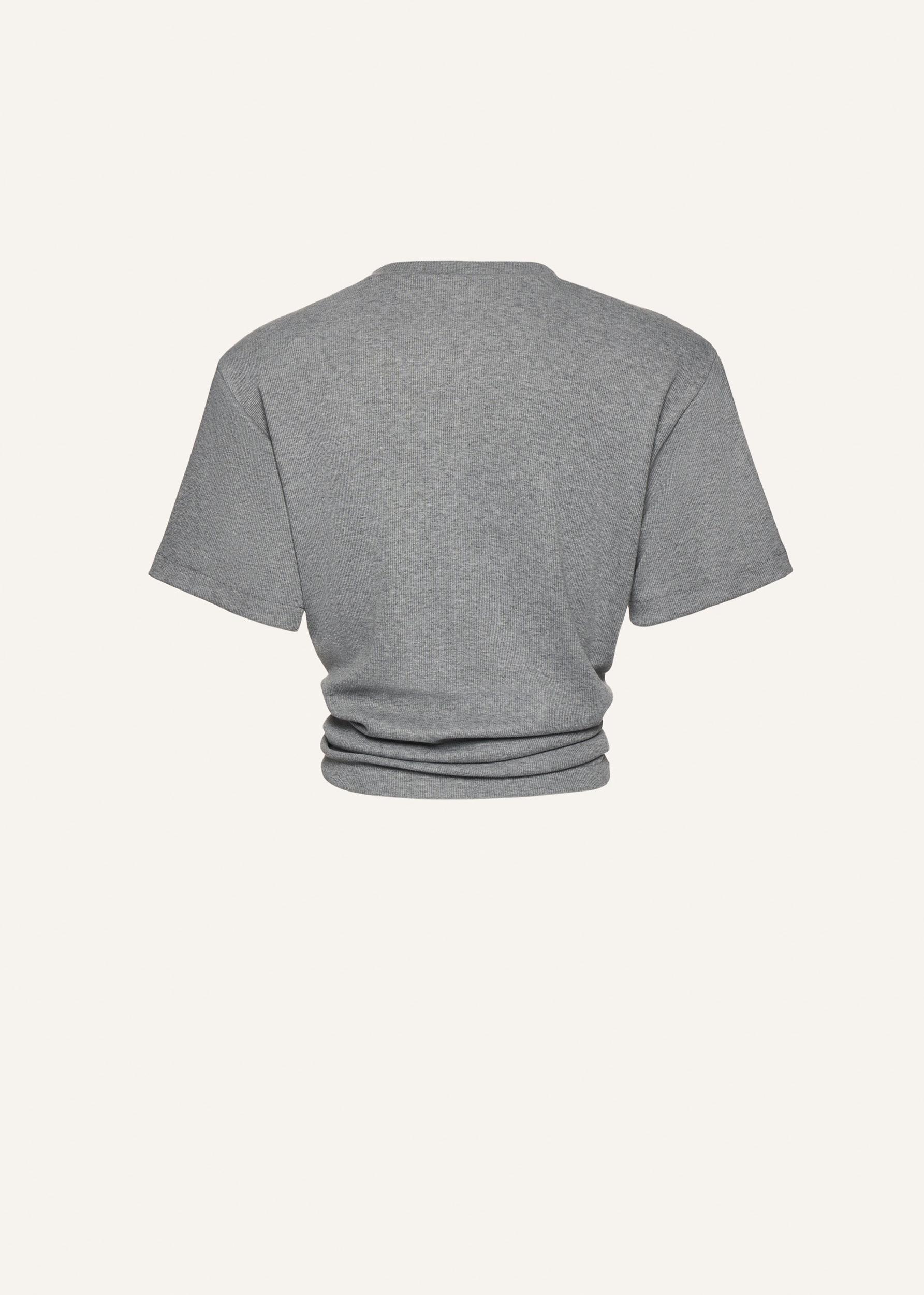 Knotted ribbed t-shirt in grey Product Image