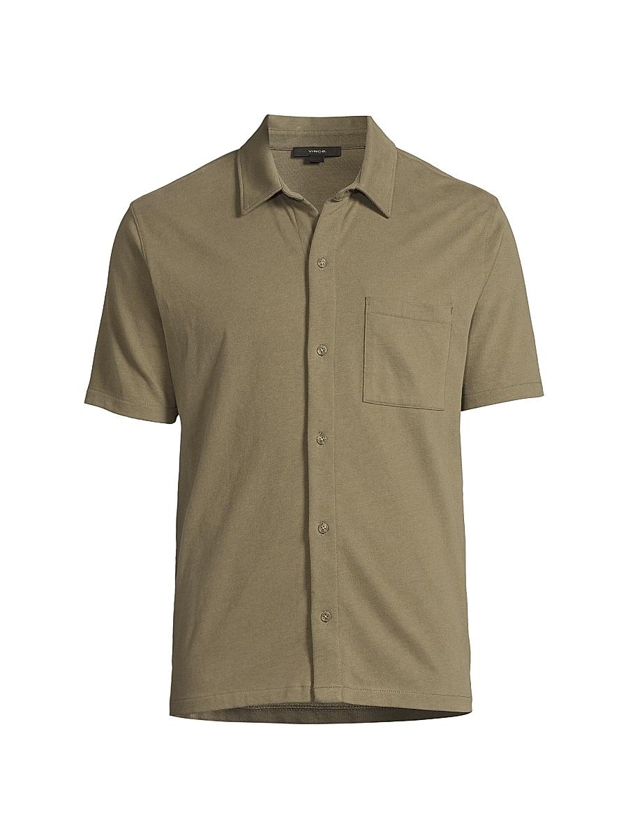 Sueded Cotton Jersey Button-Front Shirt Product Image