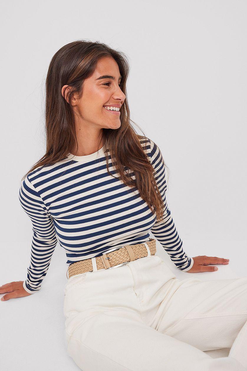 Long Sleeve Striped Fitted Top Product Image