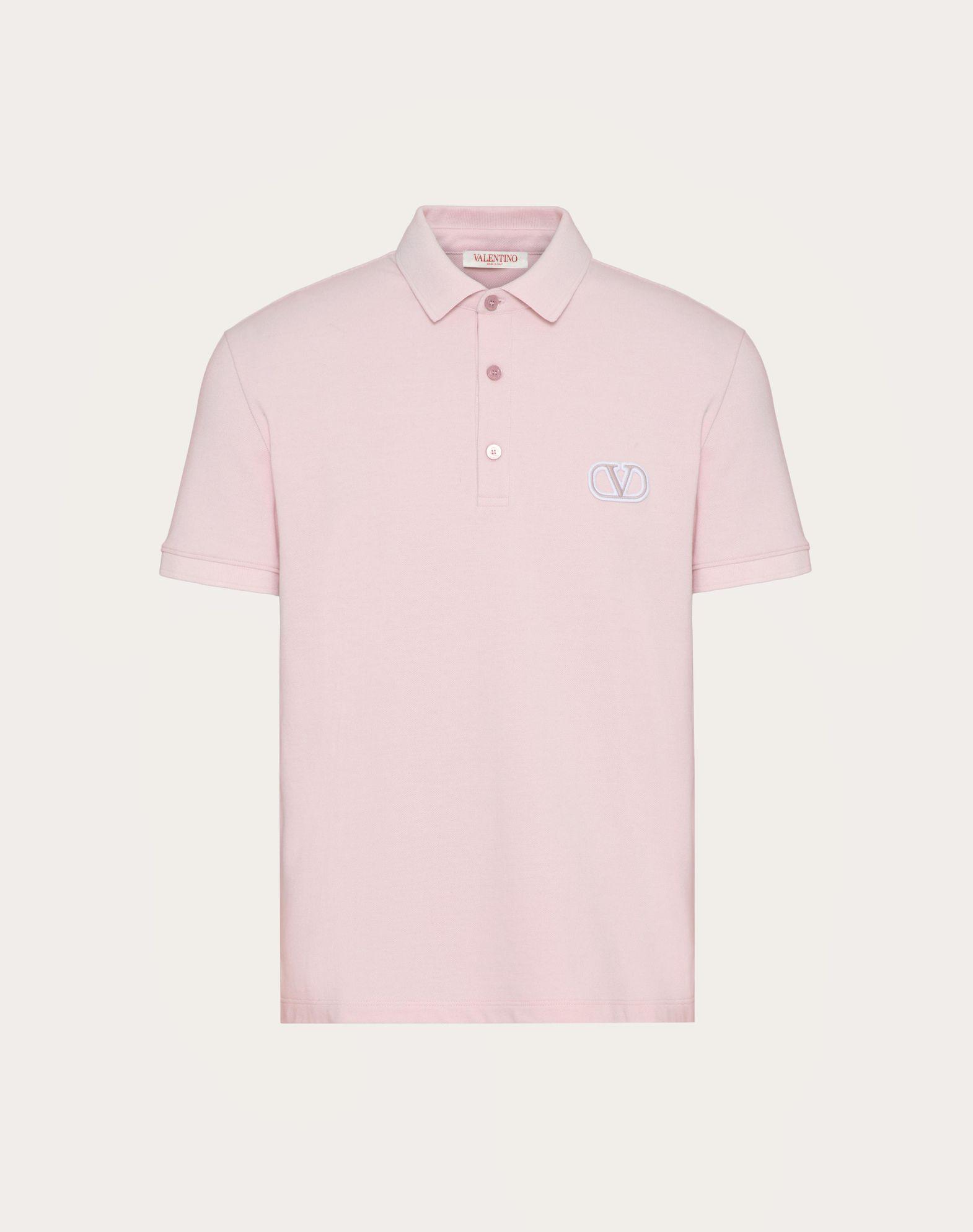 Cotton Piqué Polo Shirt With Vlogo Signature Patch Product Image