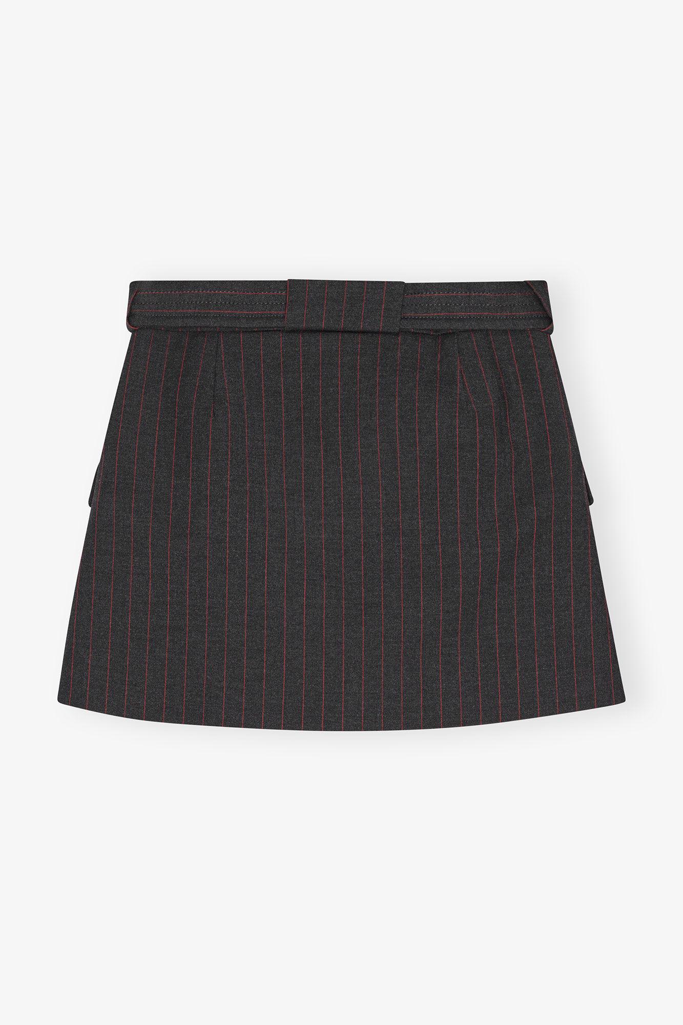 Black Pinstripe Mini Skirt Product Image