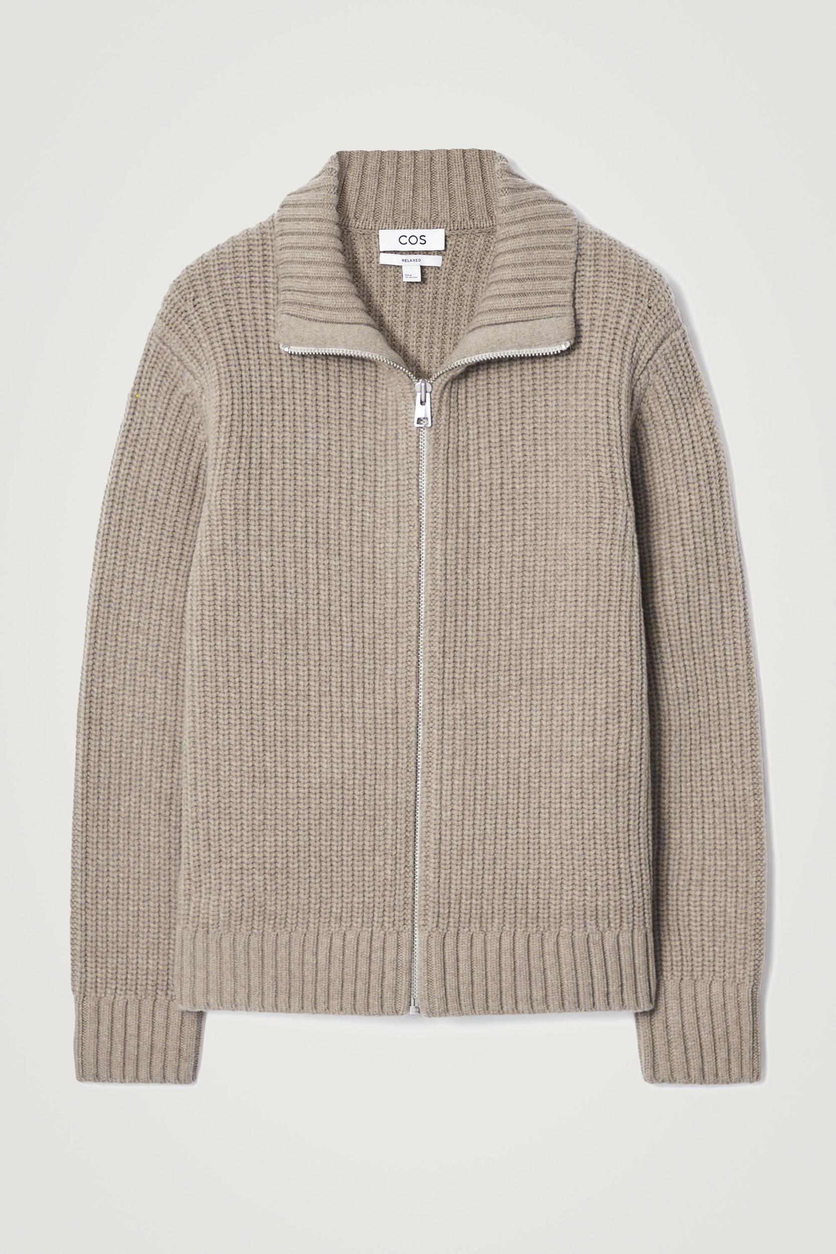 FUNNEL-NECK KNITTED WOOL JACKET Product Image