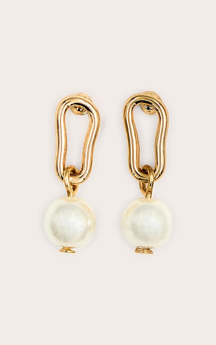 Gold Oval Studs with Pearl Detail Product Image