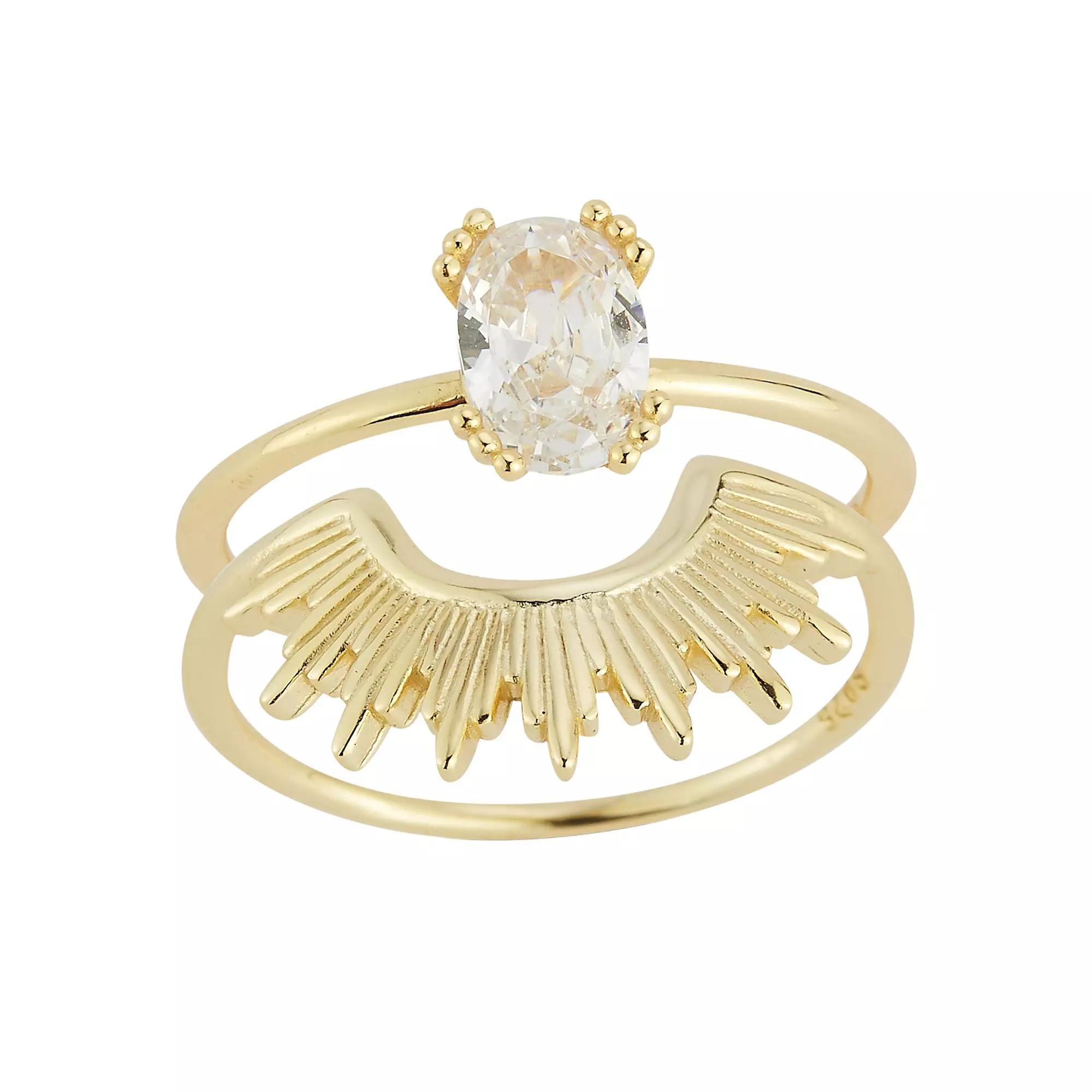 Sunkissed Sterling Sterling Silver Cubic Zirconia Art Deco Rings Set, Women's, Size: 6, Gold Tone Product Image