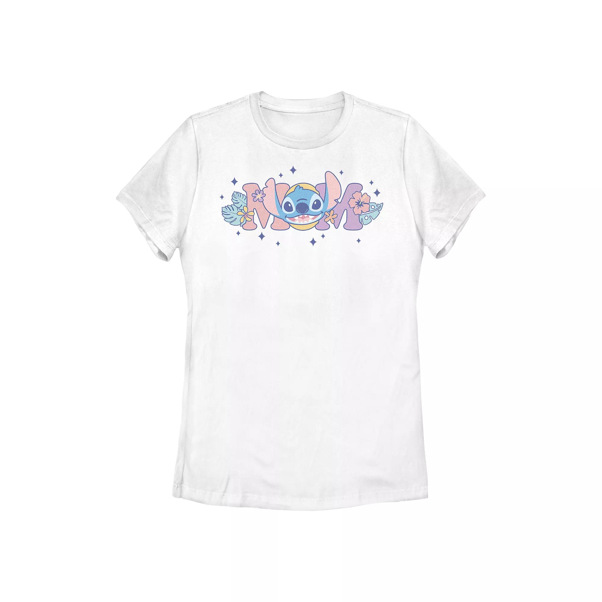 Disney's Lilo & Stitch Mom Floral Sign Women's Graphic Tee,  Product Image