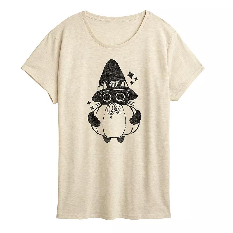 Women's Witch Cat With Pumpkin Graphic Tee,  Product Image