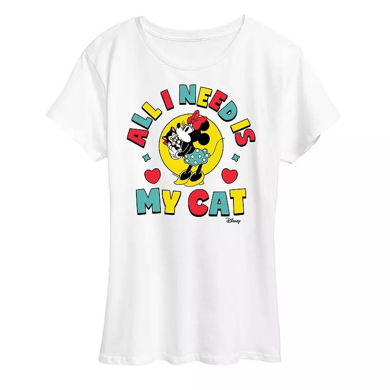 Disney's Minnie Mouse & Figaro Plus All I Need Is My Cat Graphic Tee, Women's,  Product Image