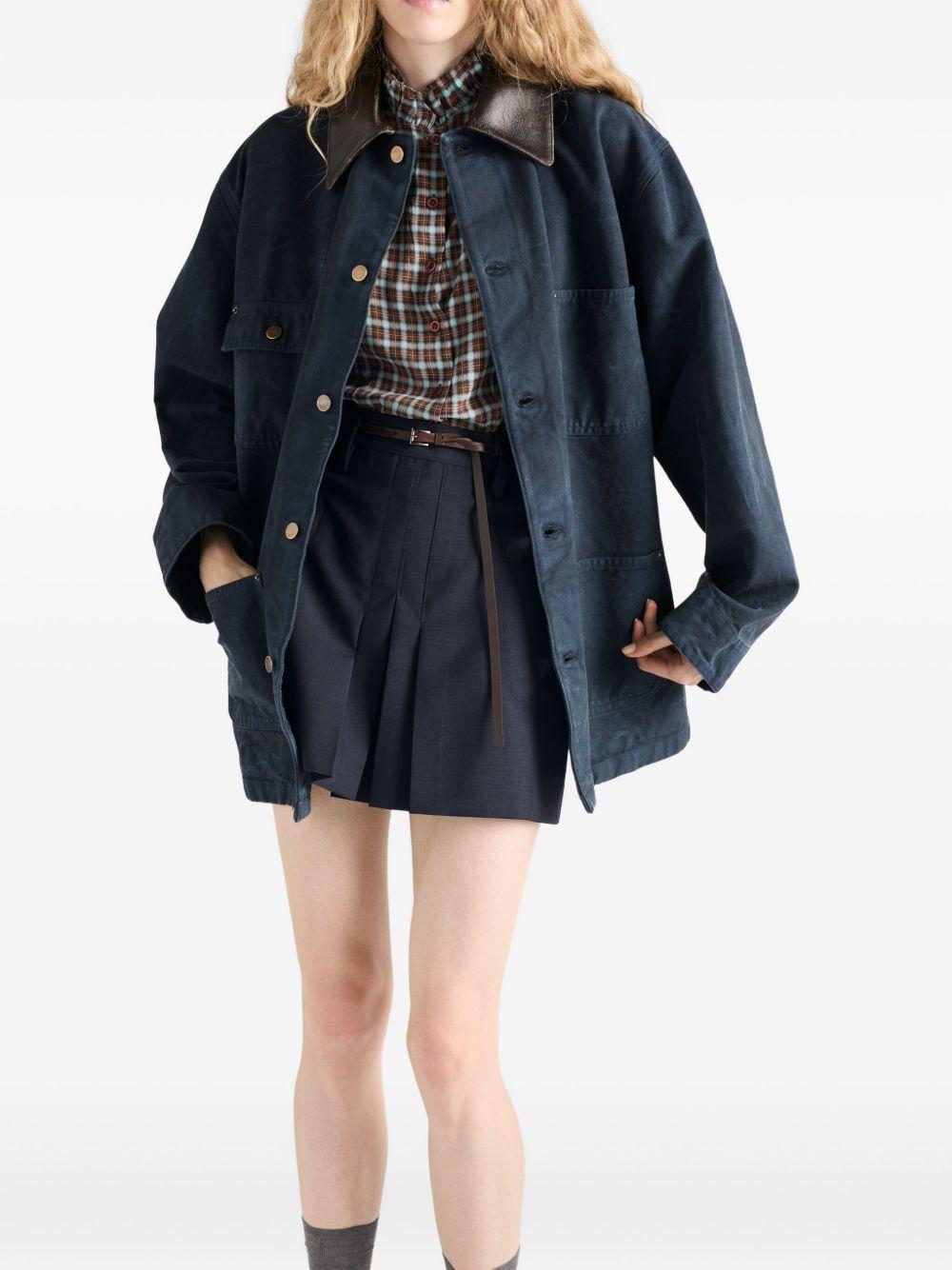 leather-pocket pleated mini skirt Product Image