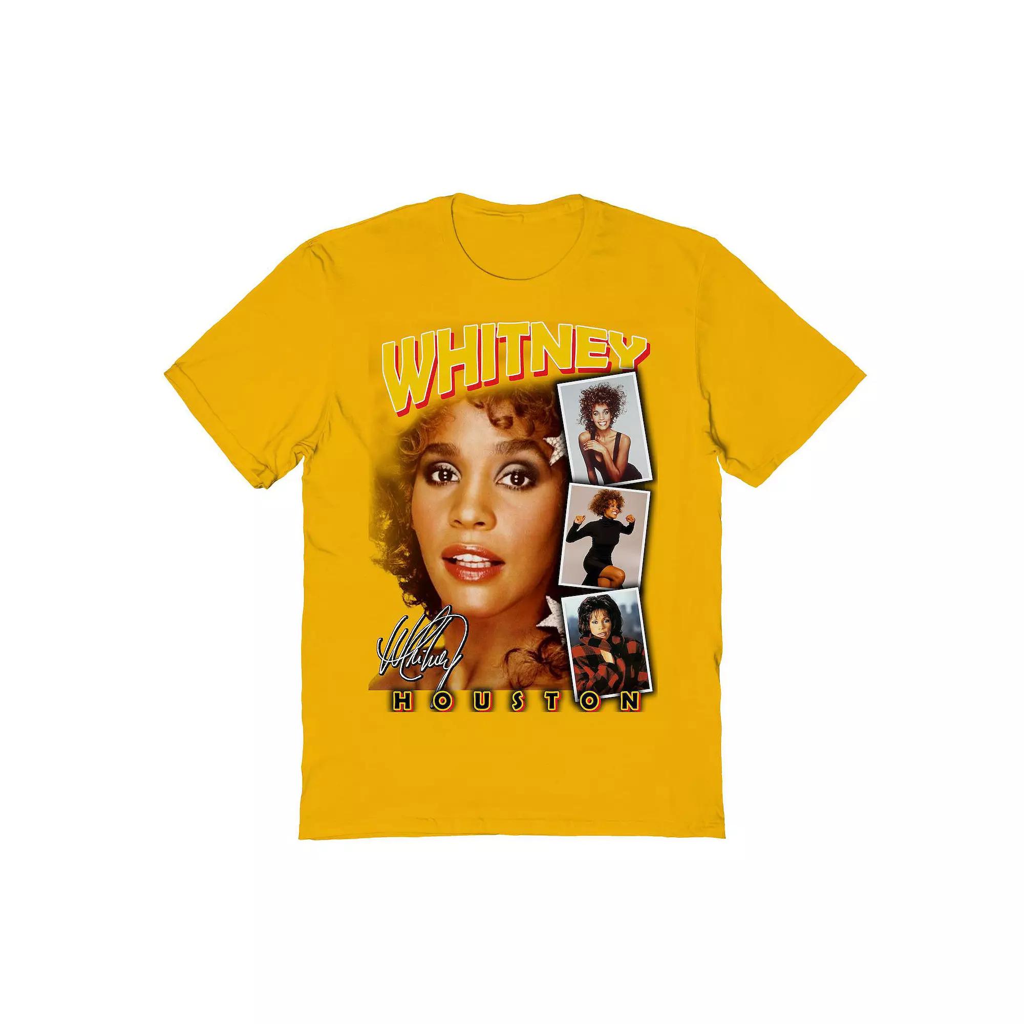 Men's Whitney Houston Photo Collage Graphic Tee, Size: Small, Gold Product Image