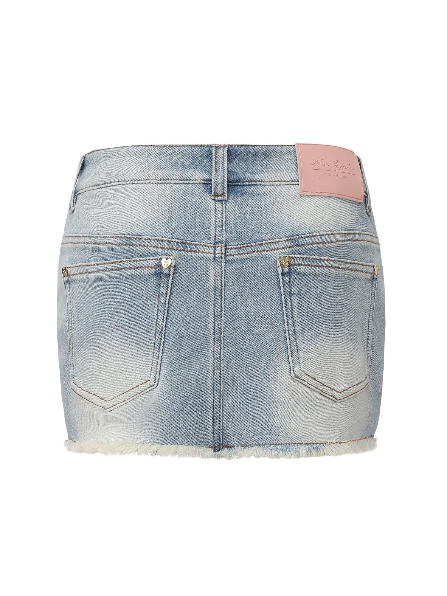 Lexi Low-Rise Light Blue Denim Mini Skirt Product Image