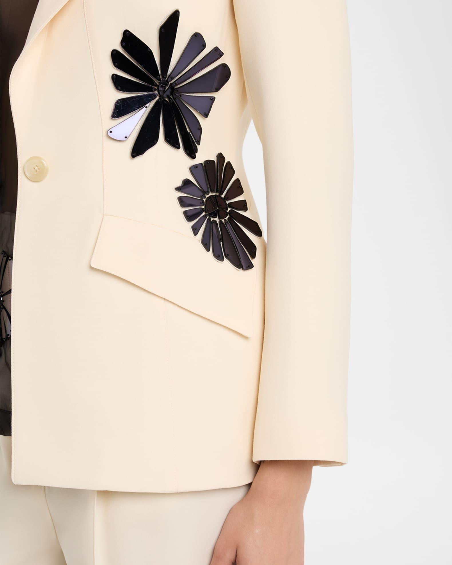 Bianca Flower Embroidered Single-Breasted Blazer Product Image