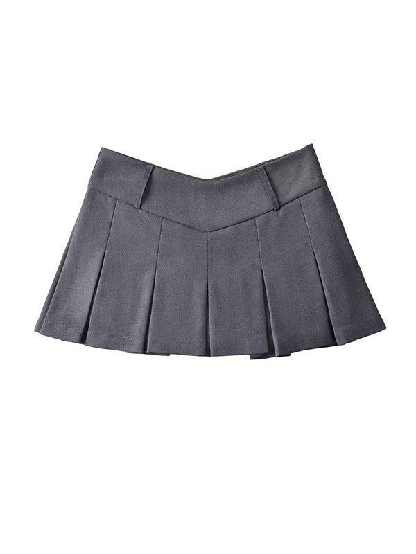 V Cut Pleated Micro Mini Skirt Product Image