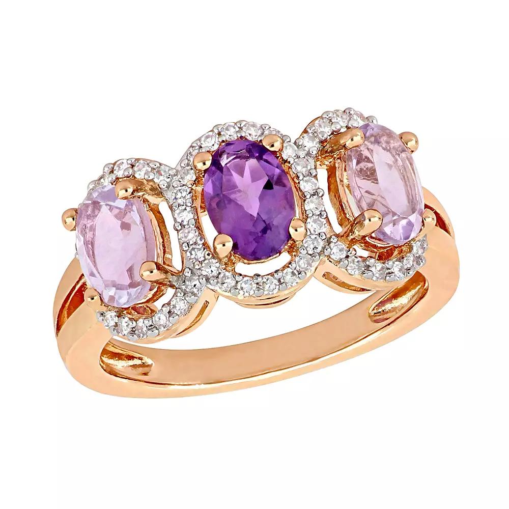 Stella Grace Amethyst & 1/5 Carat T.W. Diamond Halo Ring, Women's, Pink Tone Product Image