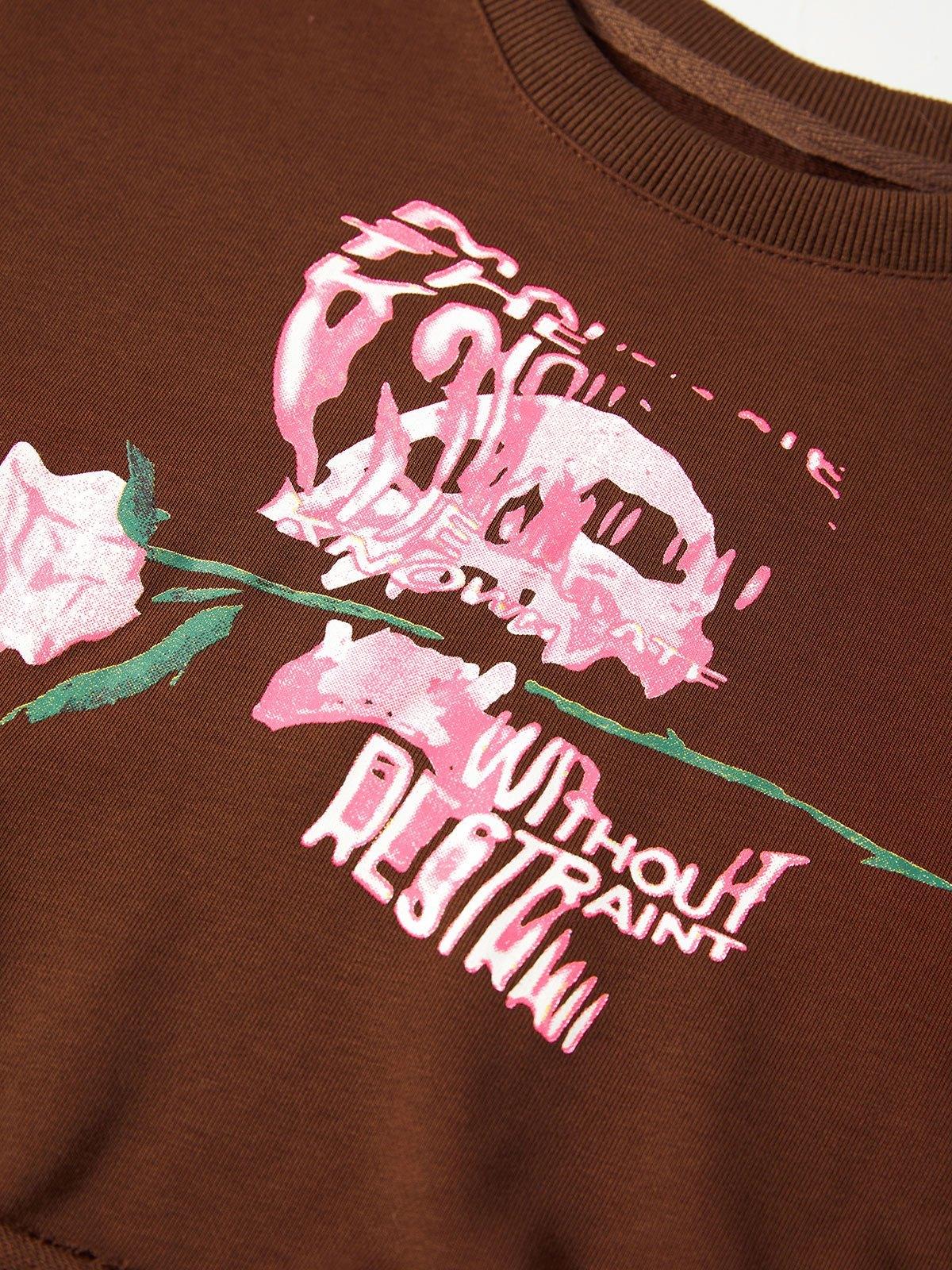 Rose Print Crop Sweatshirt Product Image
