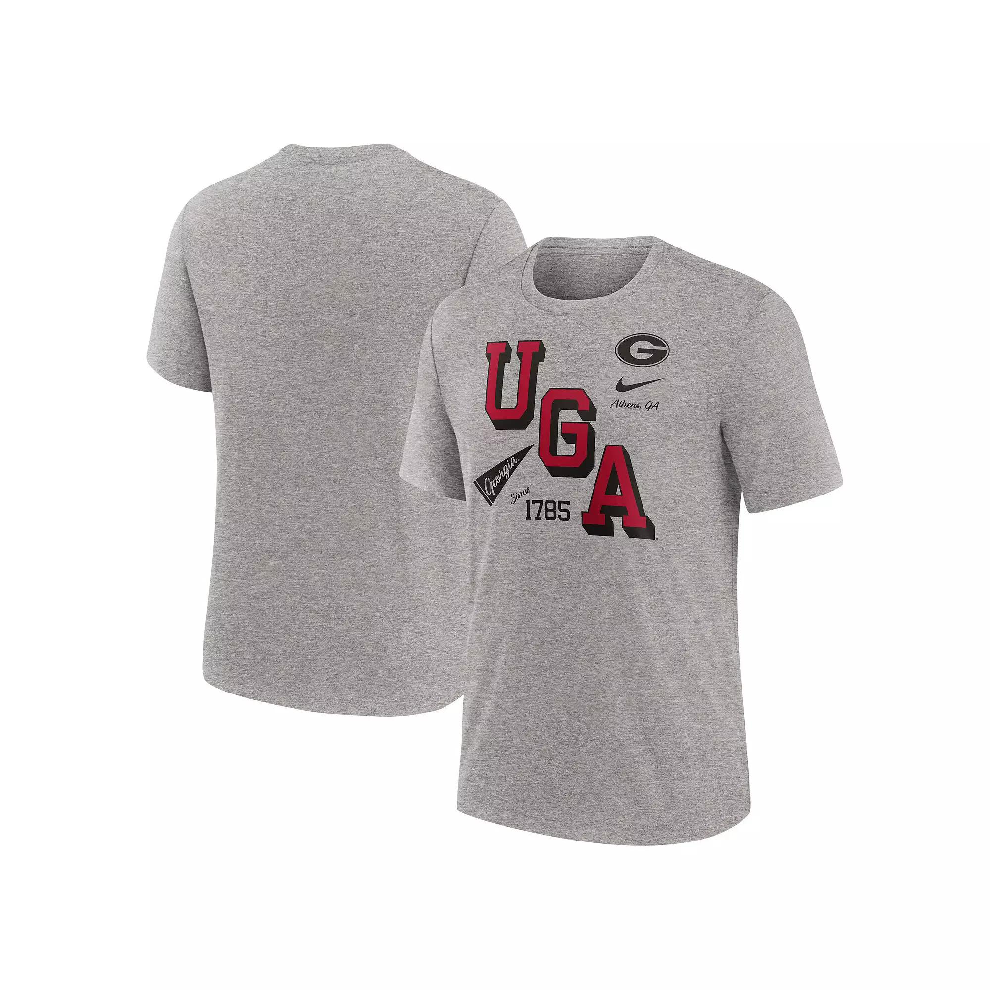 Men's Nike Heather Gray Georgia Bulldogs Blitz Roll Call Tri-Blend T-Shirt,  Product Image