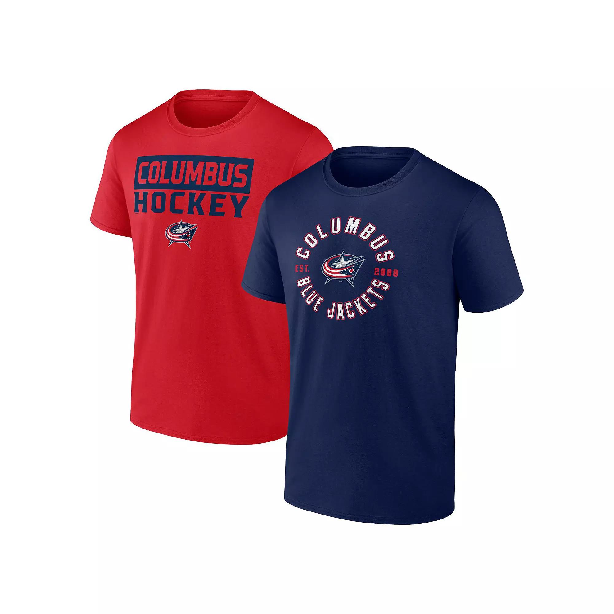 Men's Fanatics Branded Columbus Blue Jackets Serve T-Shirt Combo Pack, Size: Large Product Image
