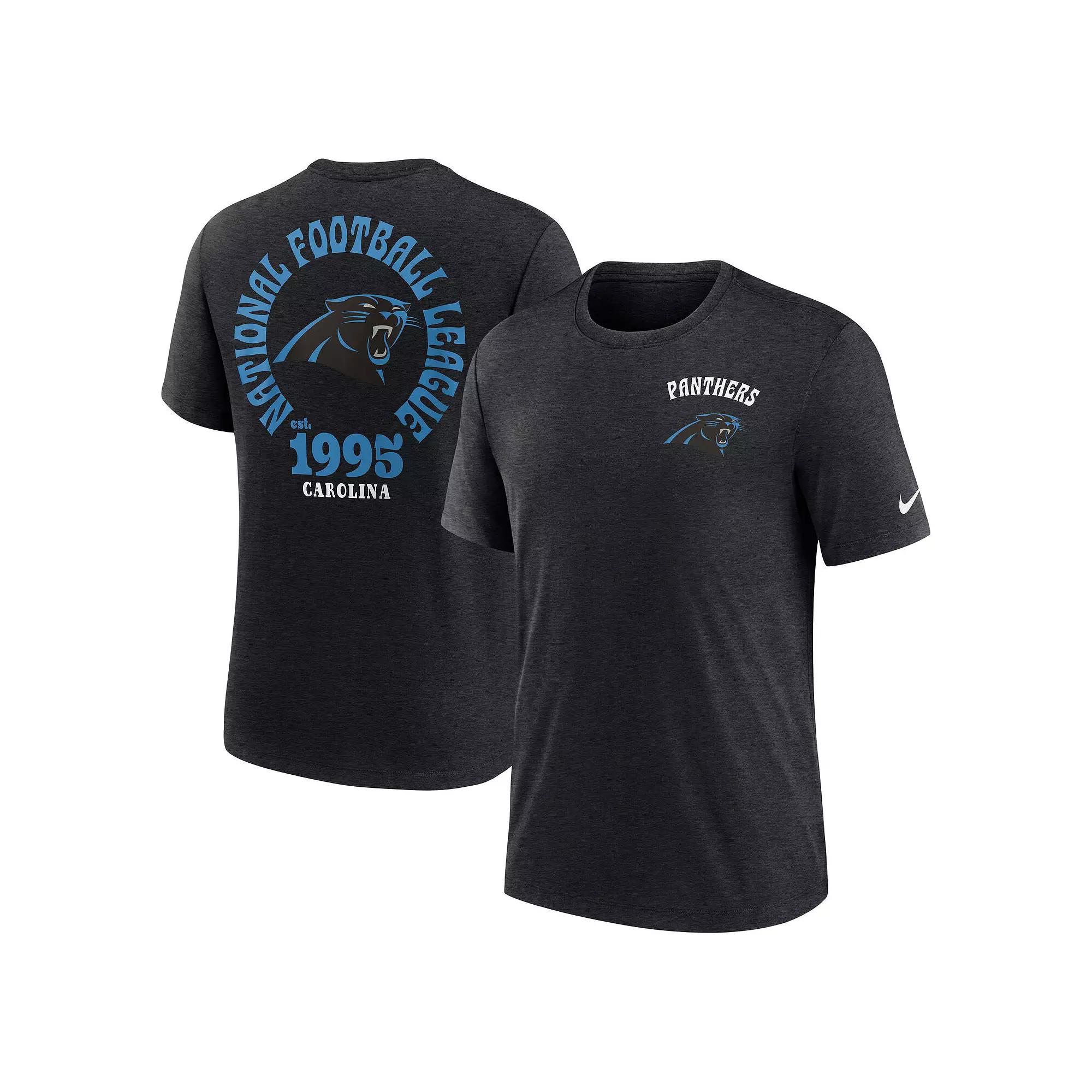 Men's Nike Black Carolina Panthers Rewind 2-Hit Tri-Blend T-Shirt, Size: Small Product Image