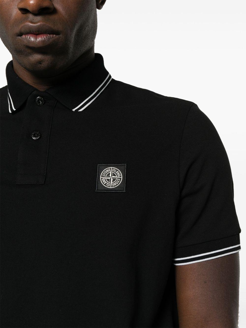 STONE ISLAND Mens Black Brand-patch Regular-fit Stretch-cotton Polo Shirt Xl Product Image