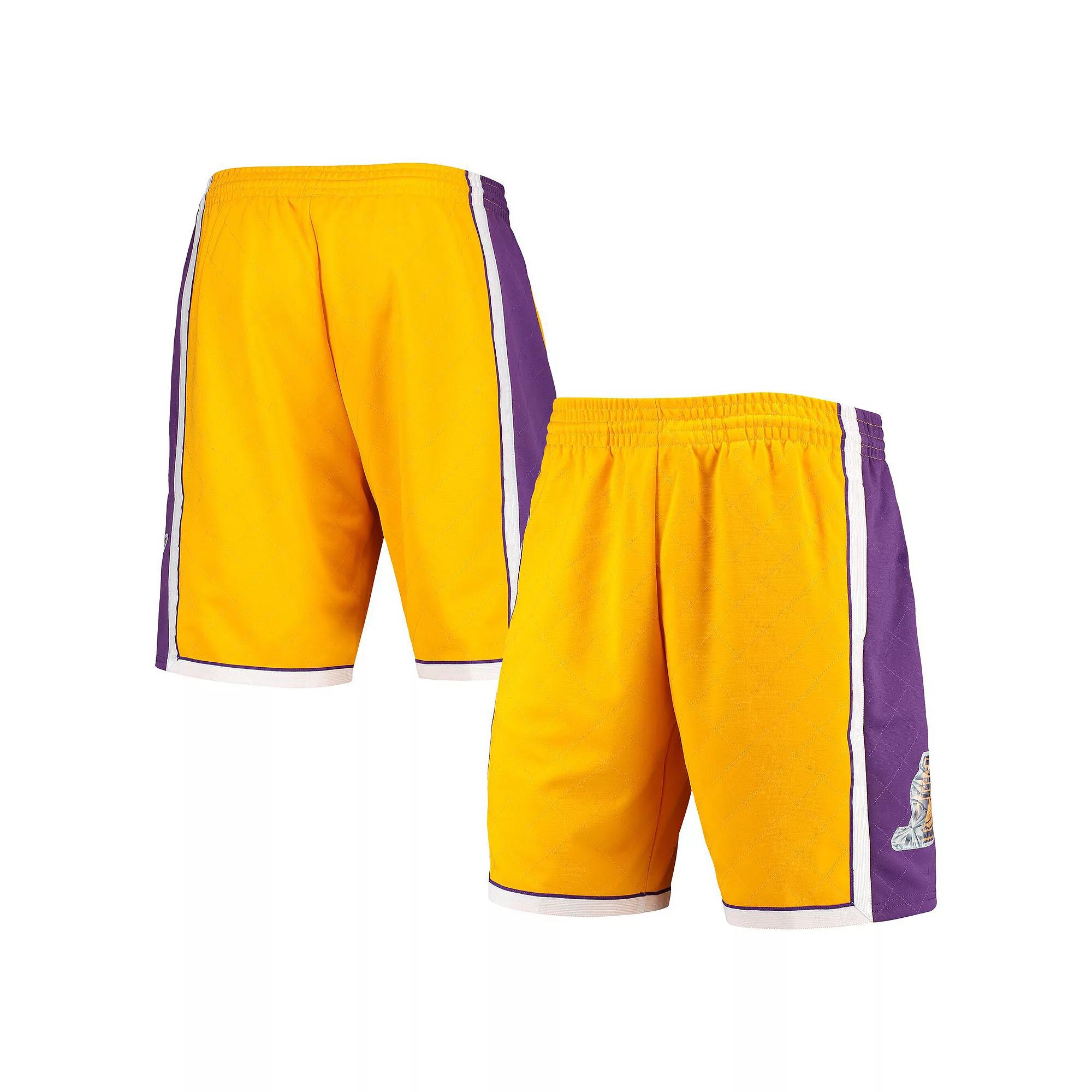 Men's Mitchell & Ness Gold Los Angeles Lakers 2009 Hardwood Classics 75th Anniversary Swingman Shorts,  Product Image