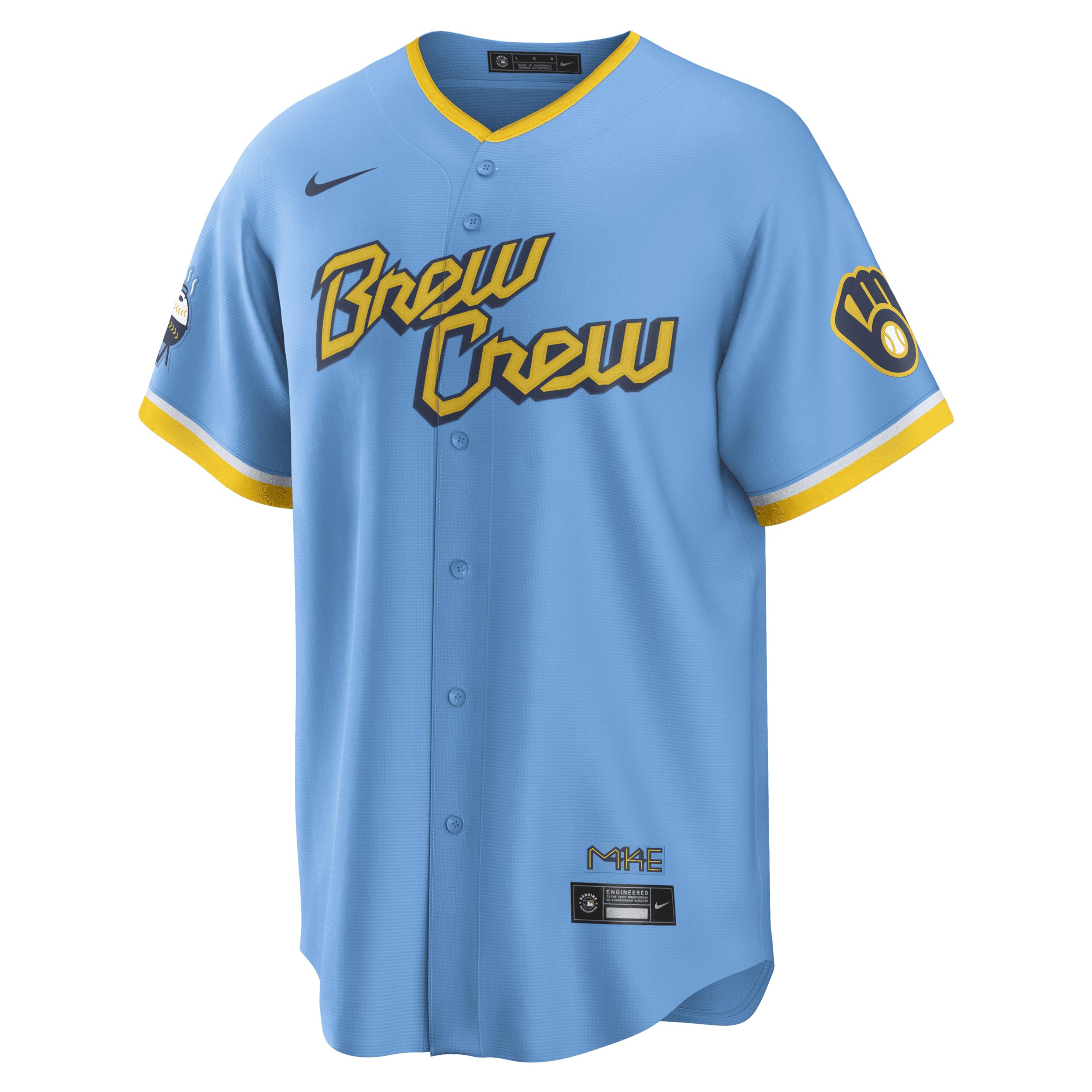 Nike Mens MLB Milwaukee Brewers City Connect (Christian Yelich) Replica Baseball Jersey | T770MBCCMZ7-Y22 Product Image