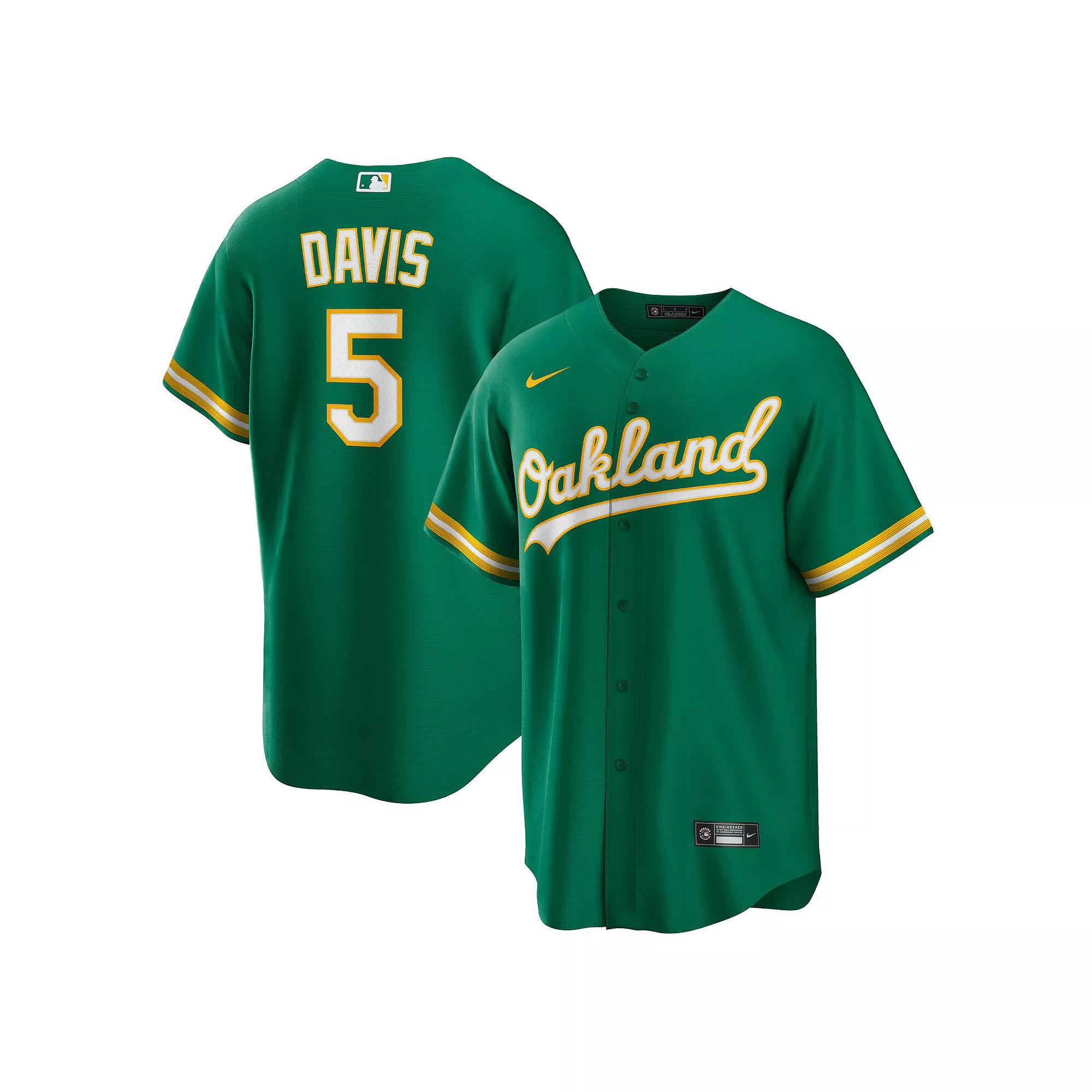 Men's Nike JD Davis Kelly Green Oakland Athletics Alternate Replica Jersey, Size: XL Product Image