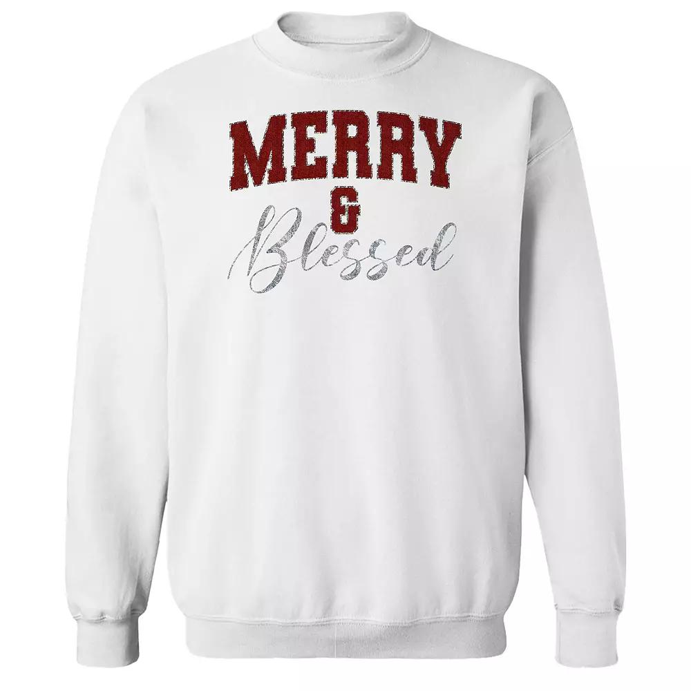 Men's Merry & Blessed Fleece Sweatshirt, Women's, Size: Large, White Product Image
