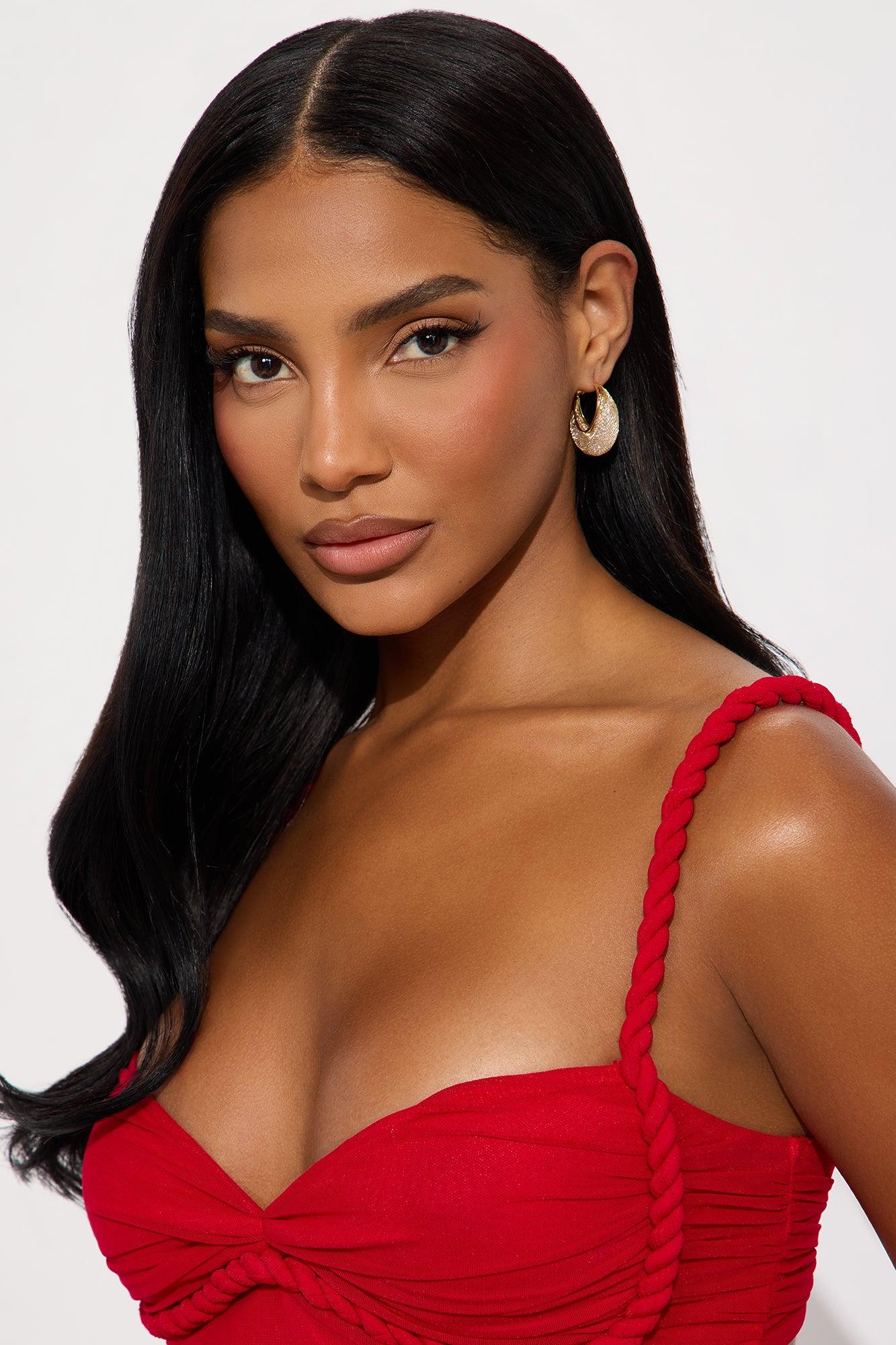 Molly Wired Rhinestones Hoop Earrings - Gold Female Product Image