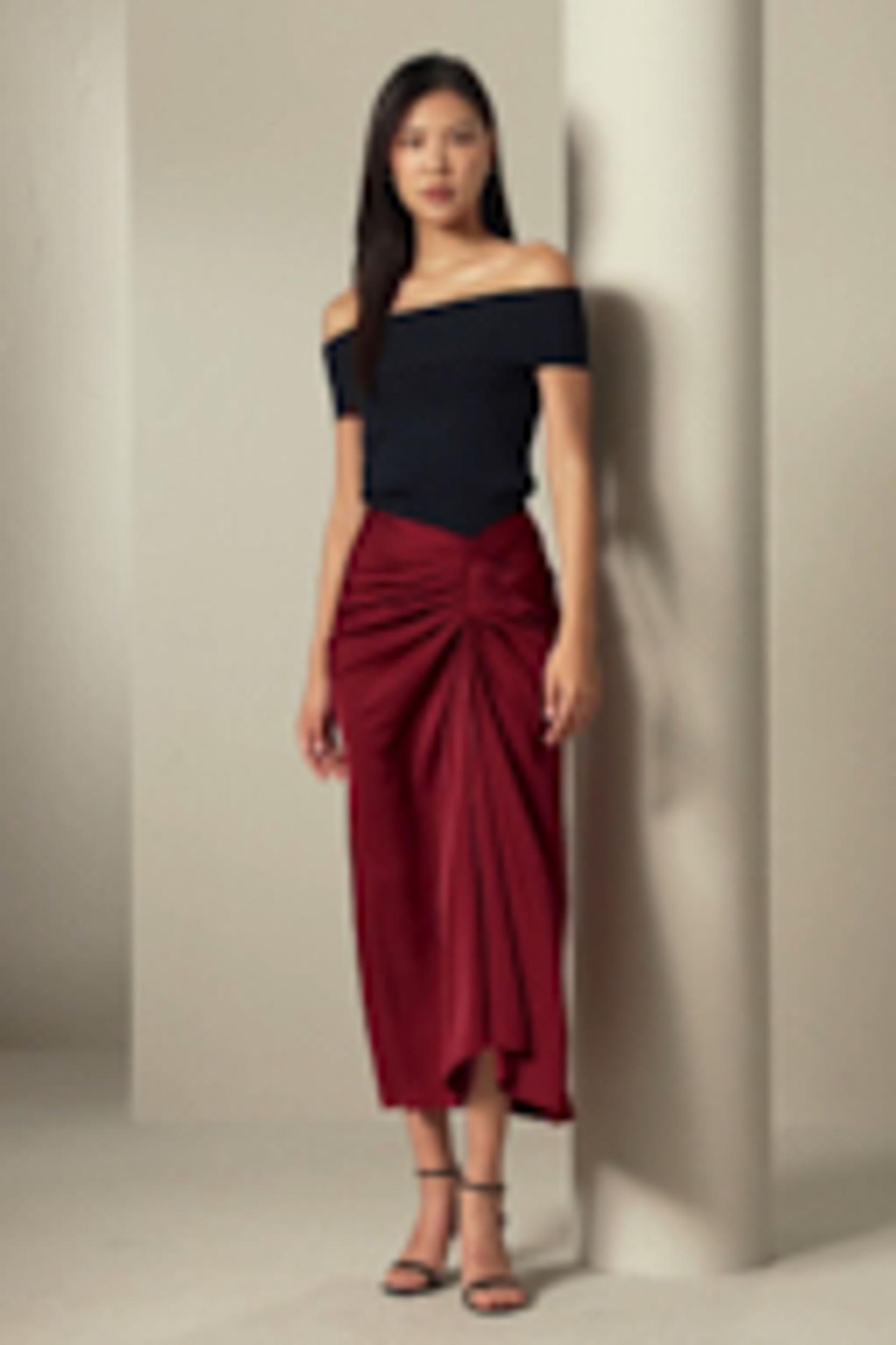 Coastline Silk Midi Skirt Product Image