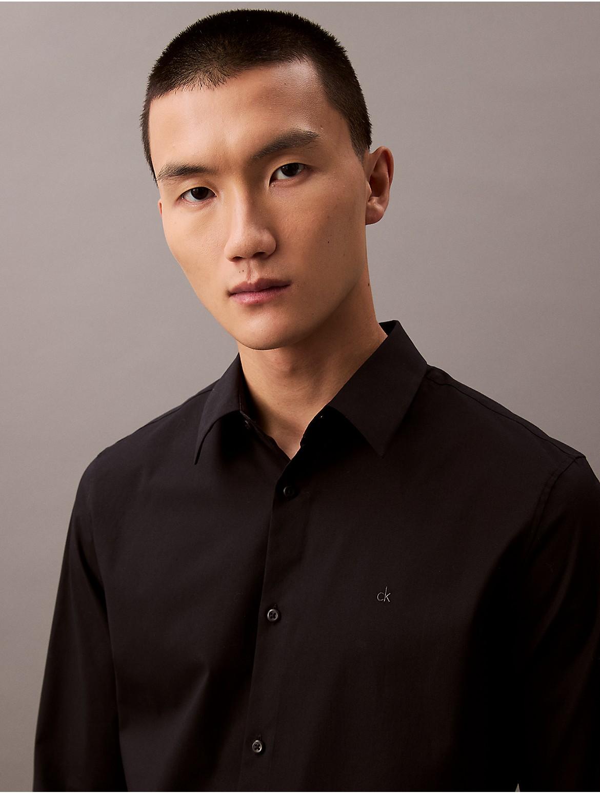 Calvin Klein Mens Slim Stretch Shirt - Navy Product Image