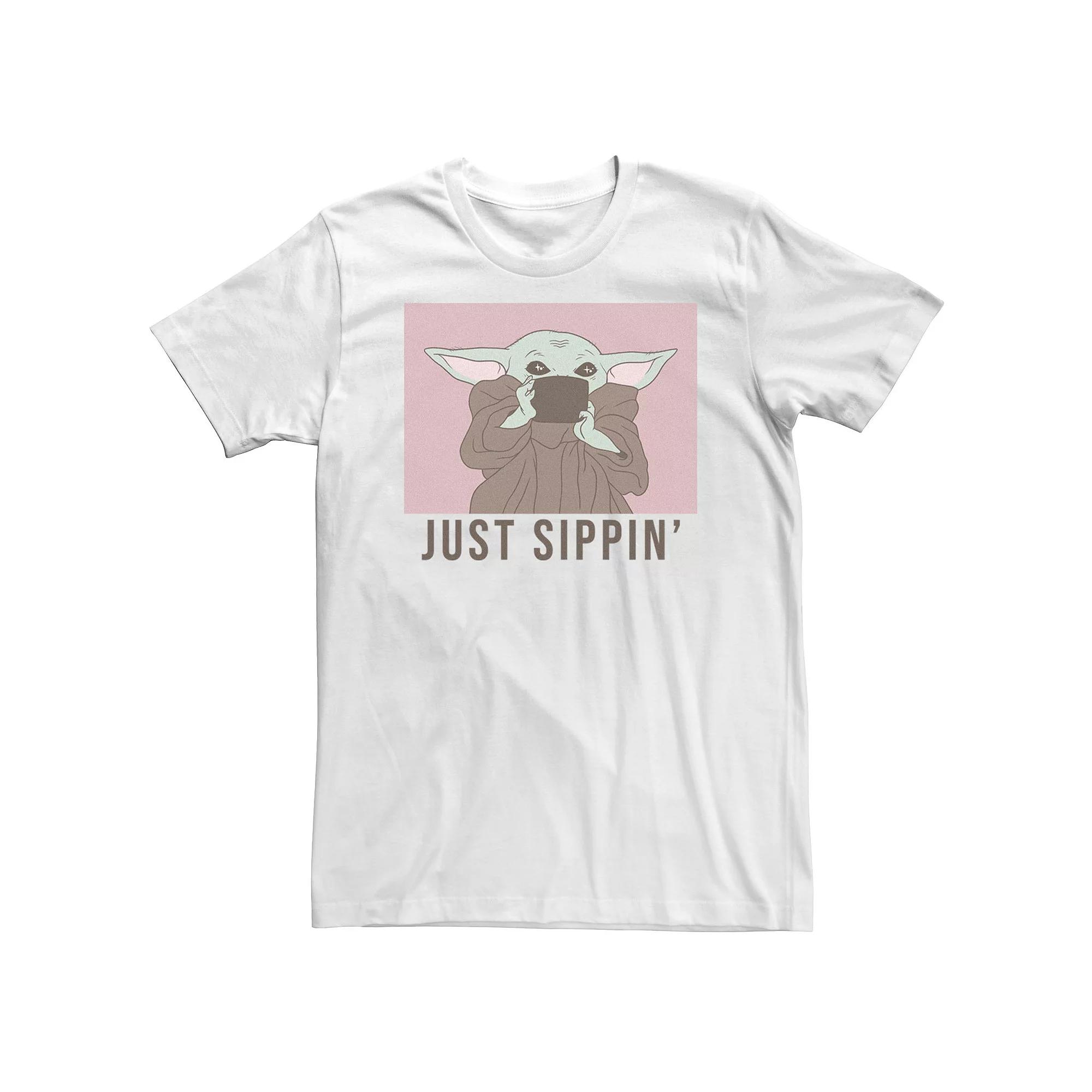 Big & Tall Star Wars The Mandalorian The Child Just Sippin' Tee, Men's, Size: 3XL, White Product Image