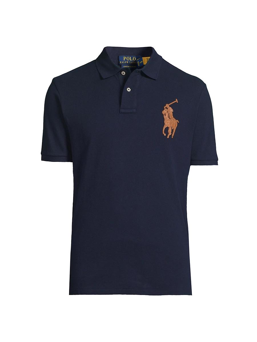 Mens Custom-Slim-Fit Leather-Pony Polo Shirt Product Image