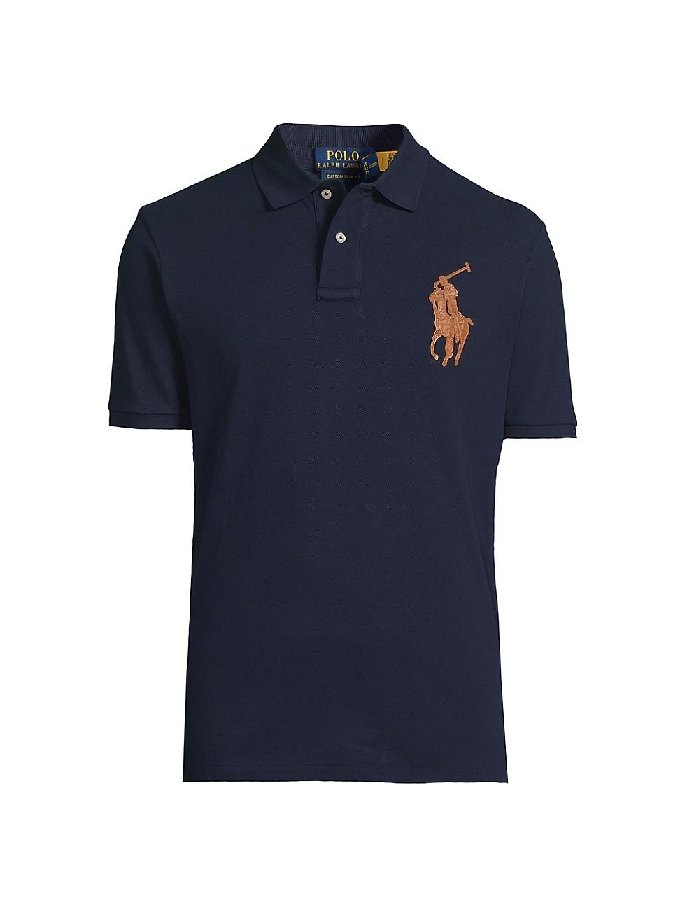 Mens Custom-Slim-Fit Leather-Pony Polo Shirt Product Image