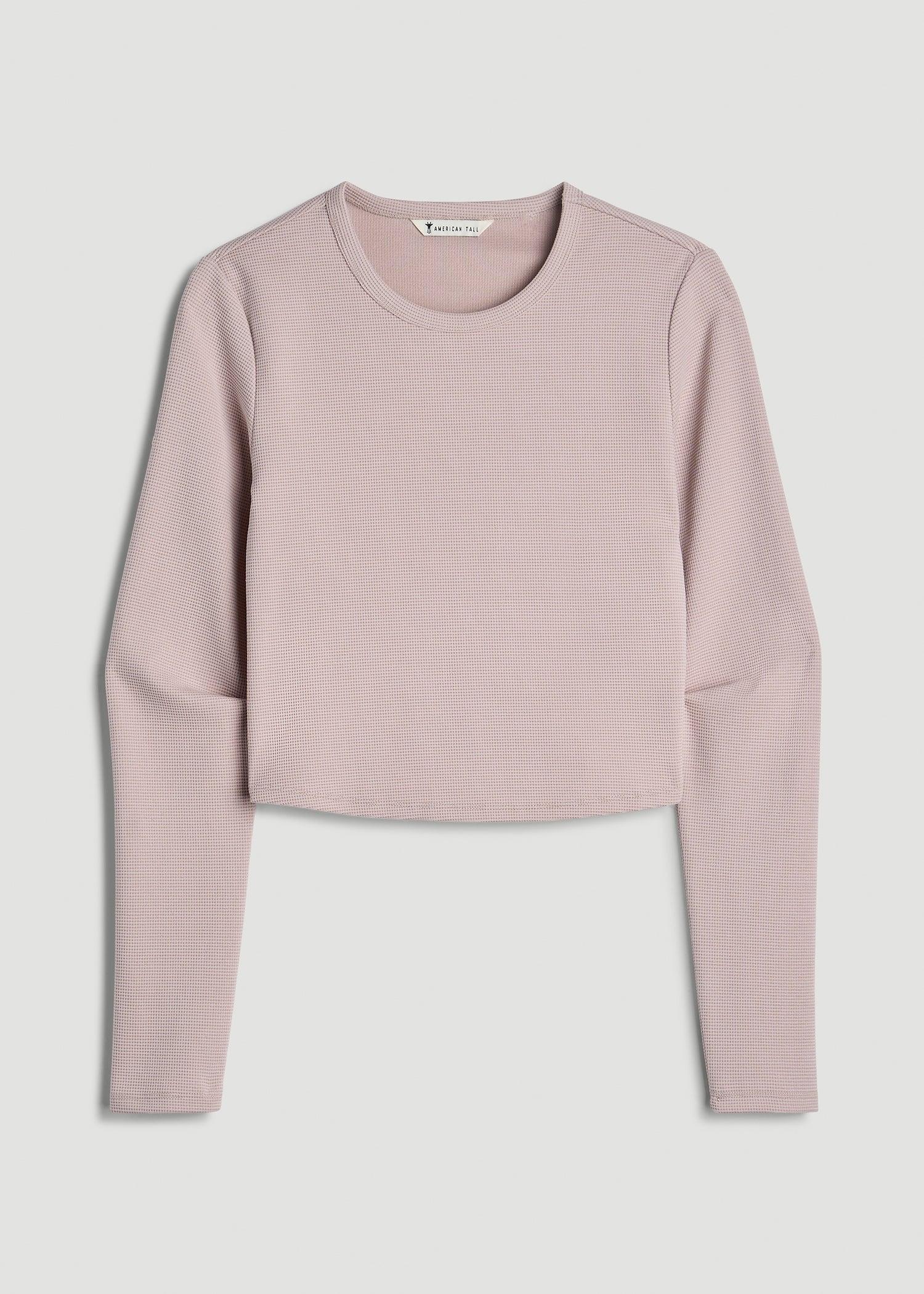 Cropped Long Sleeve Waffle Shirt for Tall Women in Desert Rose Female Product Image