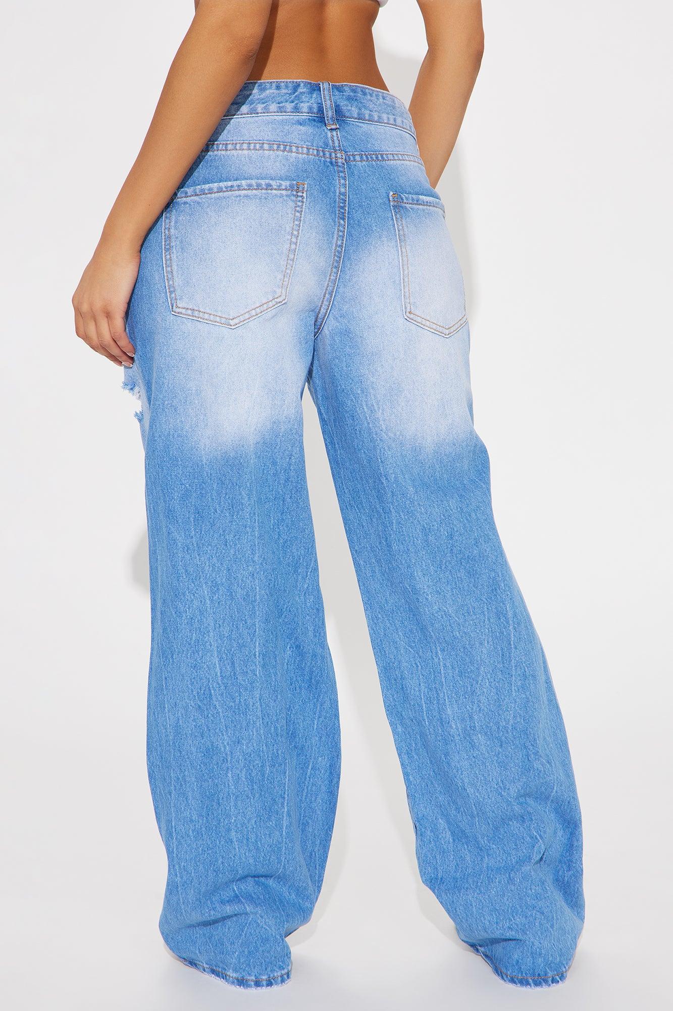 Lumina Non Stretch Ripped Wide Leg Jeans - Light Wash Product Image