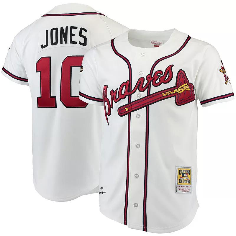 Men's Chipper Jones Mitchell & Ness White Atlanta Braves Authentic Jersey, Size: 52 Product Image