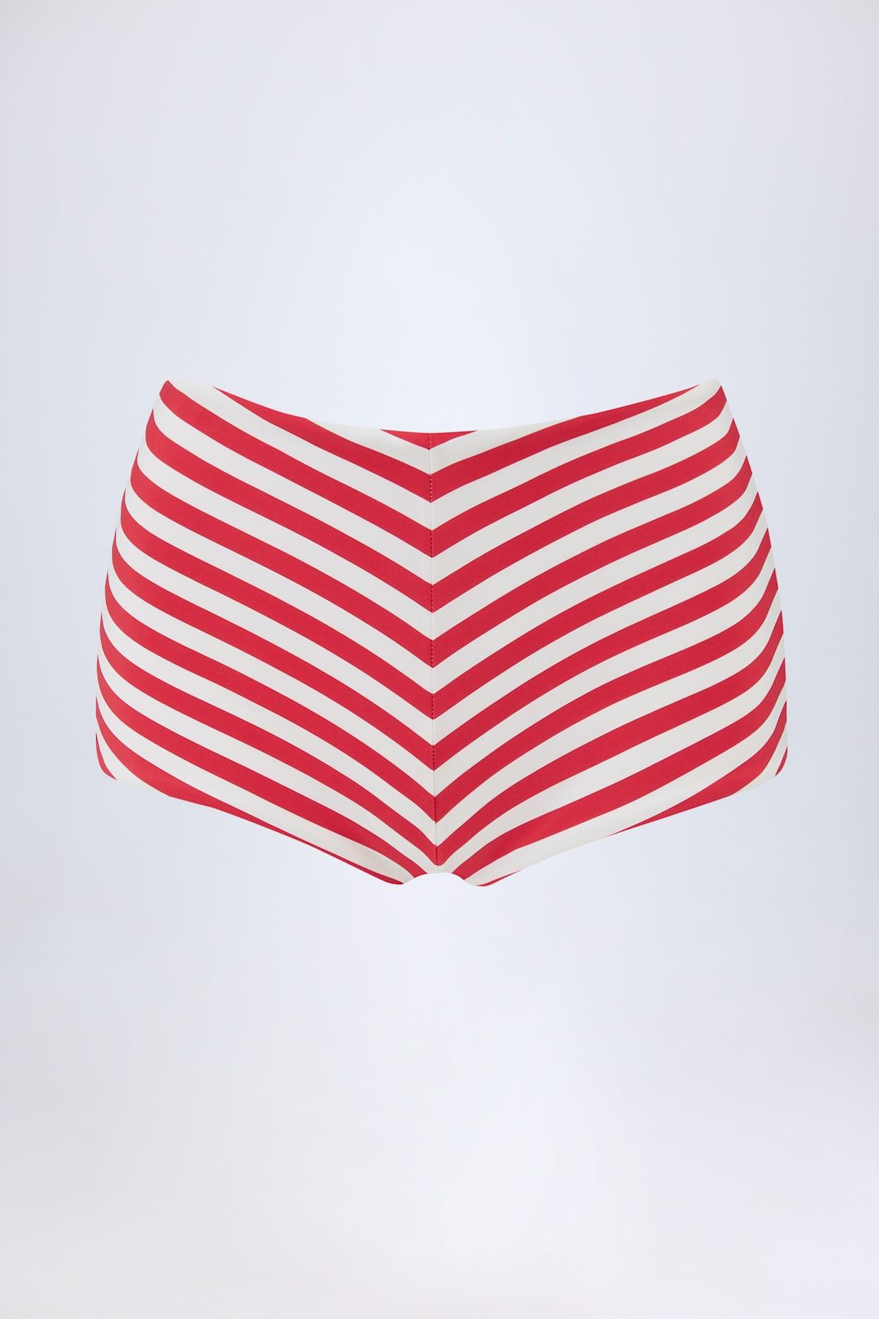 Mid-Rise Hot Pants in Cherry Red Stripe Female Product Image