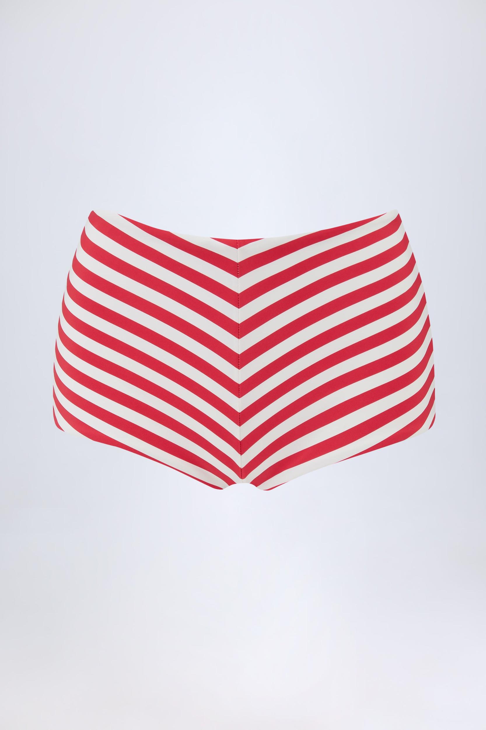 Mid-Rise Hot Pants in Cherry Red Stripe Female Product Image