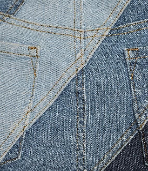 Chelsea & Violet Sara Denim Patchwork High Rise Fitted Jean Mini Skirt Product Image