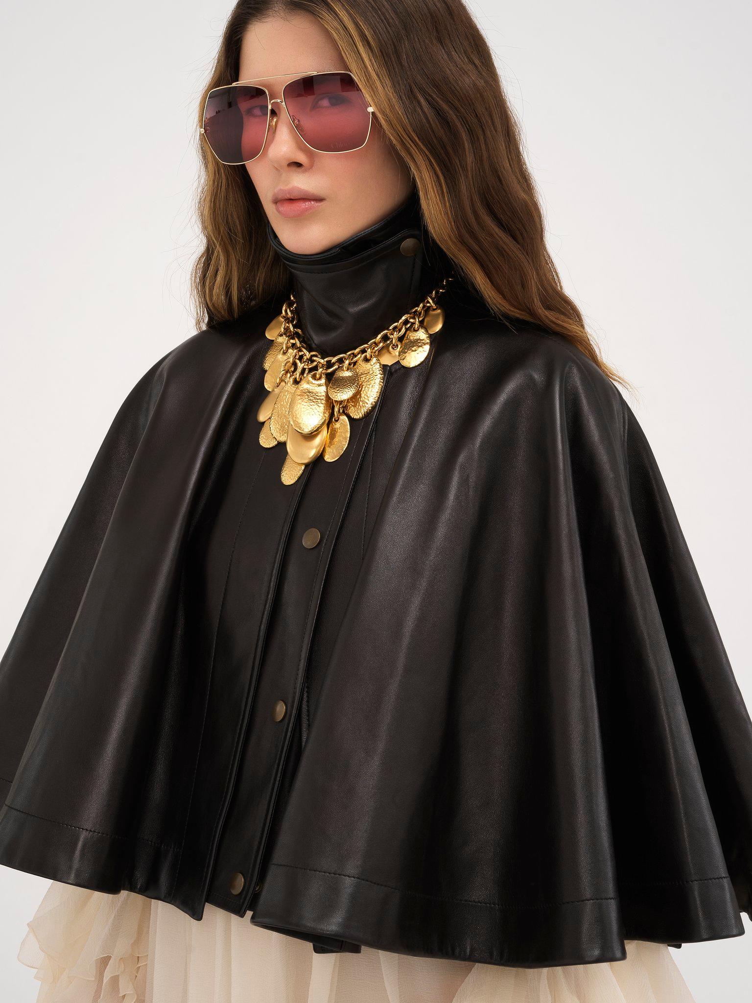 Short cape in soft nappa leather Product Image