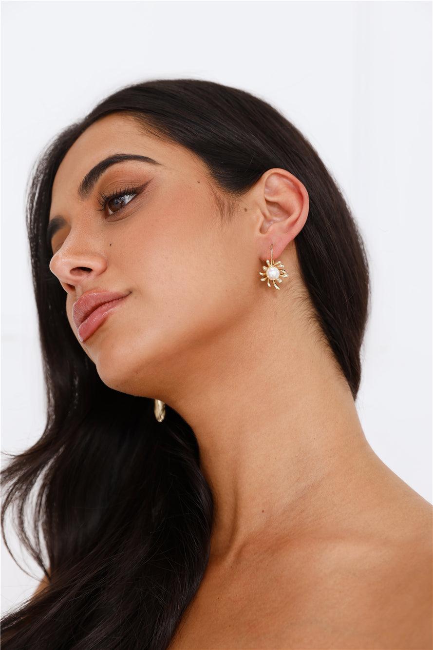 18k Gold Plated Pearl Perfection Earrings Gold Product Image