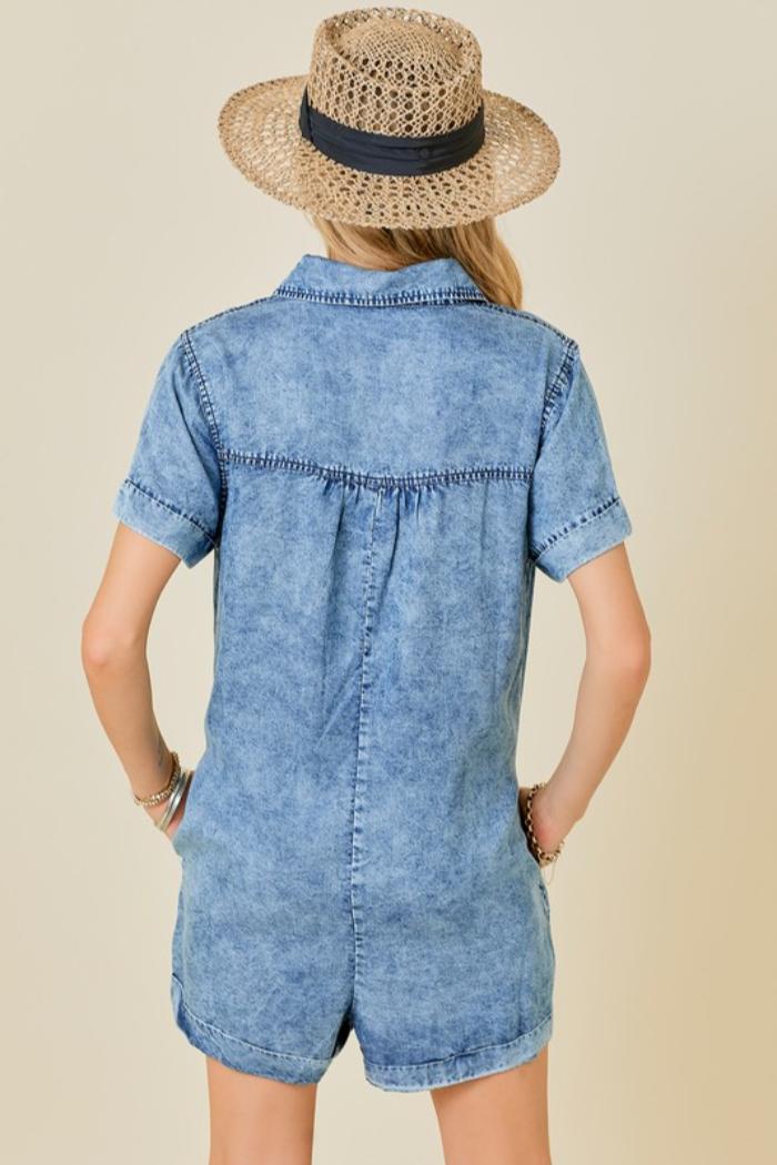Washed Denim Romper Product Image