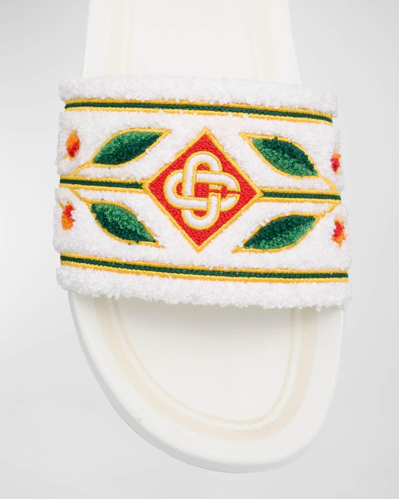Men's Embroidered Cotton Slide Sandals Product Image