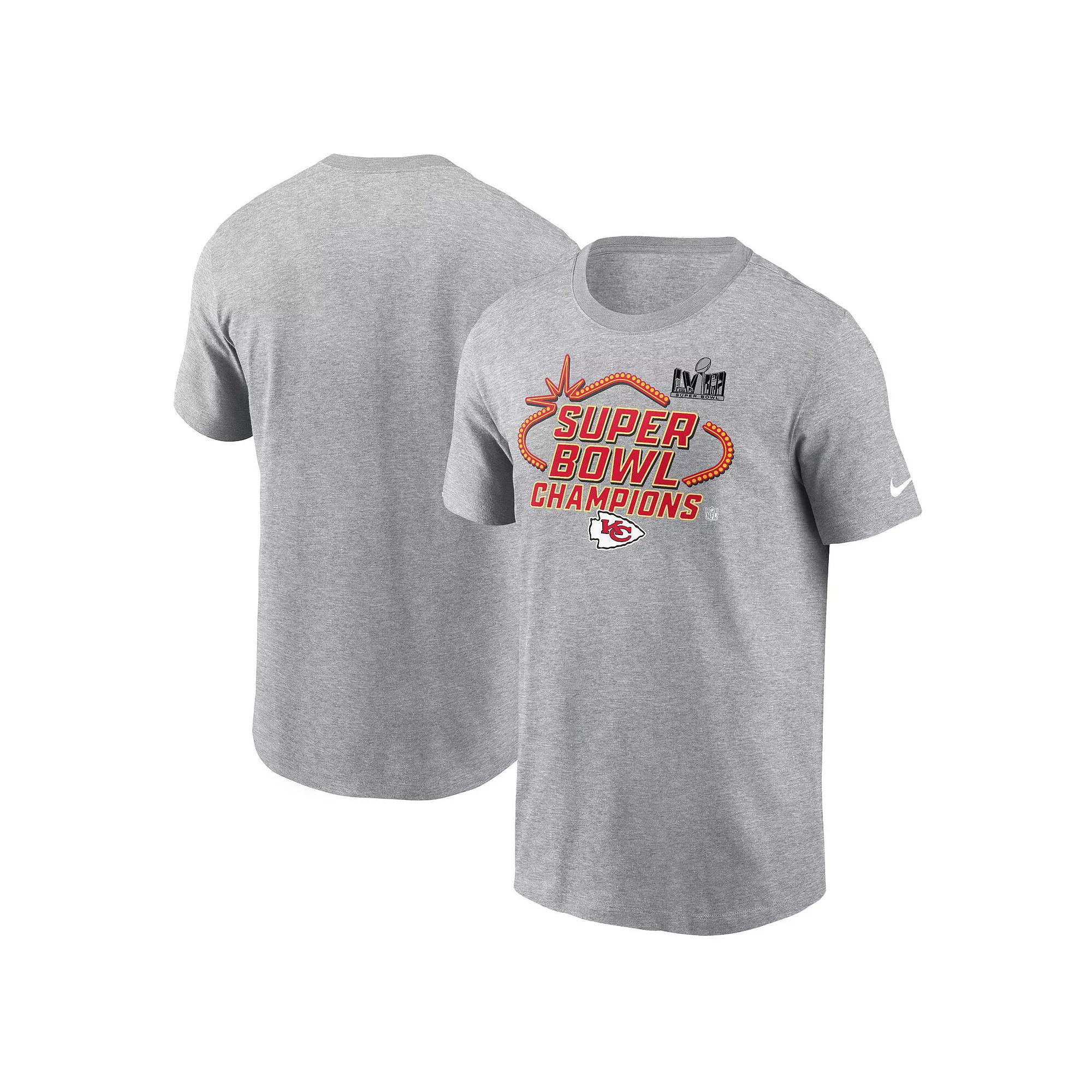 Men's Nike Heather Gray Kansas City Chiefs Super Bowl LVIII Champions Locker Room Trophy Collection Tall T-Shirt, Size: 3XLT, Grey Product Image