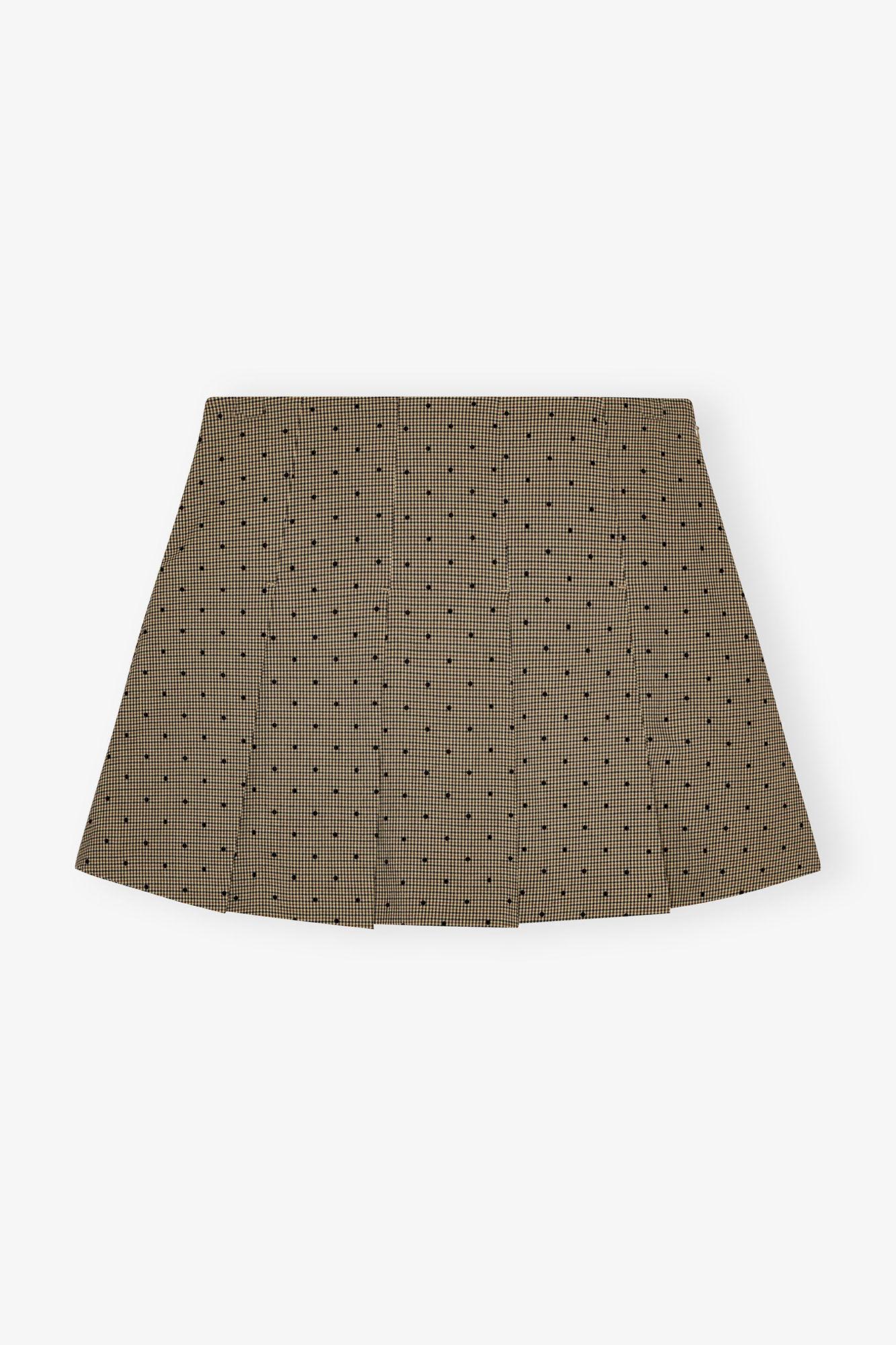 Brown Flock Check Suiting Mini Skirt Product Image